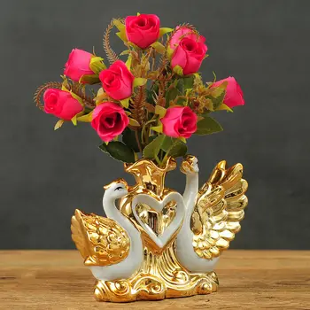 Nekaj Swan Keramične Vaze Cvetlični Aranžma Obrti Poročno Darilo Doma Dnevna Soba Kabinet Oprema Dekor Pisarne Dekoracijo