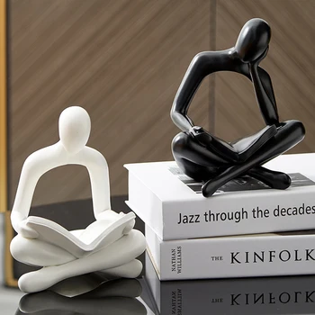 Nordijska Doma Dekoracijo Povzetek Mislec Kip Miniaturni Smolo Kiparstvo Figurice za Notranje zadeve pisarne Dodatki