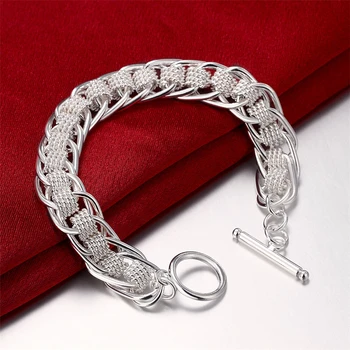 Lep 925 Sterling Silver Zapestnice Visoke Kakovosti Lady Krog Čar Nakit za Ženske, Moške Debelo Poročno Darilo 20 CM
