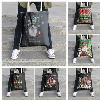 Platno torba organizacija torbici za shranjevanje kozmetike potovanja žensk vrečko Božično praznovanje tiskanje nakupovalna torba