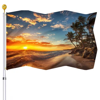 Sončni zahod Zastavo Uv odpornost proti bledenju, Zastave za Zunanjo Hiša Verandi Dobrodošli Počitniških Domov Stranka Dekoracijo Ocean Beach Garden Banner Zastava