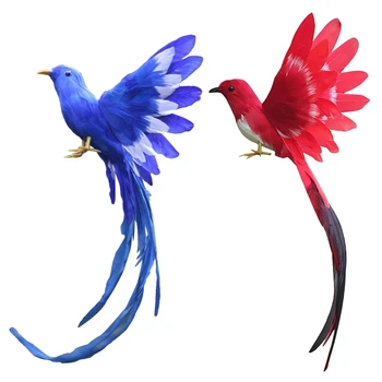 2 kom Umetnih Ptic, Perje Plastične Figurice Krajine Ornament Vrt Dekor Božič DIY Halloween 28 X 5 X 3 cm, 1 Kos No. 3
