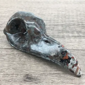 Naravni kamen kristalno carving 8,5 CM plamen kamen vrana lobanje obesek figur zbirka obrti darilo