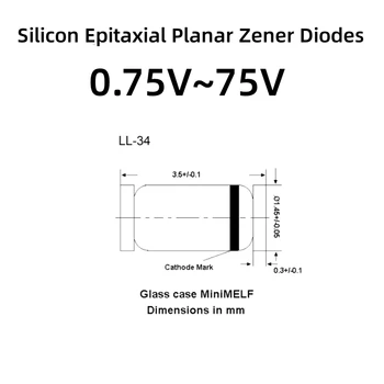 1000Pcs/Veliko Zener dioda 10V LL34 ZMM10, 0,5 W,Steklena dioda,Silicij Epitaksialno Dvodimenzionalni Zener Diode