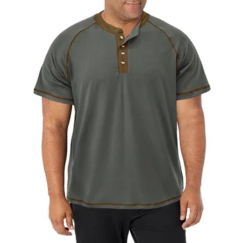 V evropi in zda moške svoboden kratek rokav Henry majica osnovne slog krog vratu Ameriški velikosti T-shirt