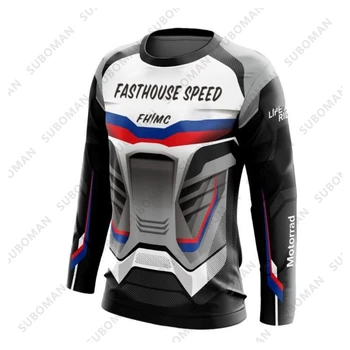 Fasthouse Hitrost Retro Motocikli Jersey Motokros Dirke Kolesarjenje Dolgimi Rokavi, Oblačila Kolesarska MTB Downhill Gorska Kolesa T-Shirt