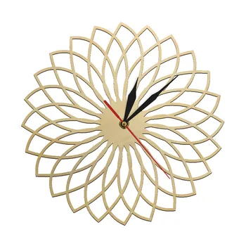 Strojno Vezenje Morden Design Lesene Dekorativne Stenske Ure Cvetlični Atmograph Tiho Zamah Quartz uro duvar saati klok