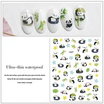 Eleganten Srčkan Panda Listov Dizajn Nail Art Nalepko Nail Art Nalepko Nepremočljiva Nohtov Lepoto