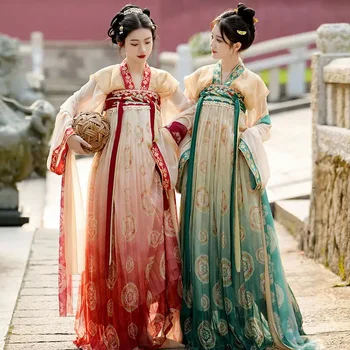 Vintage Hanfu Obleka Ženske Starodavne Kitajske Tradicionalne Hanfu Ženski Pravljice, Cosplay Kostum Poletje Obleko Zelena Rdeča Hanfu Za Ženske