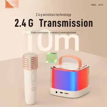 Mini Prenosni Zvočnik z Mikrofon Zvočnik Brezžični Bluetooth Doma Karaoke Pribor Vzdušje Svetlobe Zvočnik