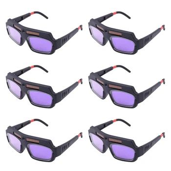 6Pc Solar Powered Auto Temnenje Varilne Maske, Čelada, zaščitna Očala, Varilec Očala Loka, Anti-Shock Objektiv Za Zaščito Oči