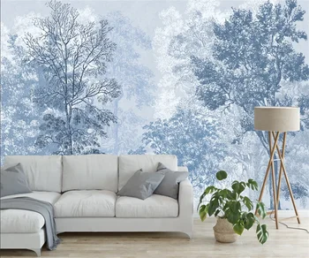 Ozadje po meri Domu Dekorativni Zidana Sodobno minimalistično modri gozdu TV ozadju steno stensko Ozadje