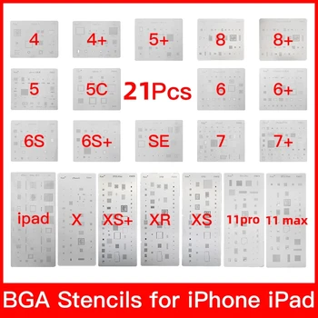 Kaisi 21PCS Visoke kakovosti Polno Nastavite Čipu IC, BGA Reballing Matrica Posvetil Kompleti Za IPhone XS MAX XR 8p 7 6s 6 SE 5S 5C 5 4S, IPad