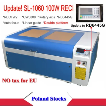 Poljska ladje Laser Graverja Rezanje 1060 100w Moči, pralni Ruida 6445G 110V/220V samodejno ostrenje CO2 USB Laser Graviranje Stroj