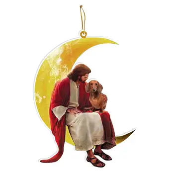 Božič Luna Okraski Jezus Ornament Jezus Sedi Na Luni S Psom Christmas Tree Okraski Za Božič