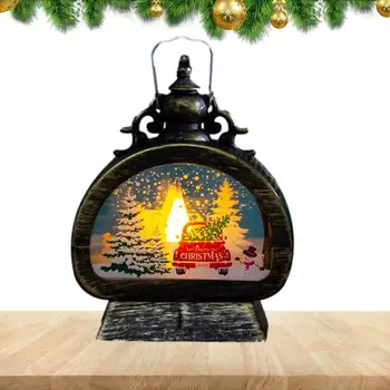 Božič Prižgal Luč Božično Drevo Scene Namizno Svetilko Lepe Letnik Ročaj Načrta Svetlobe Snežinka Vzorec Božično Darilo