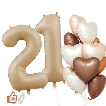 1set 40inch Karamelo Barve 1-9 Število Balon s Folijo Srce Balon za Otroke, za Odrasle 20 30 40 50 Happy Birthday Party Odlikovanja