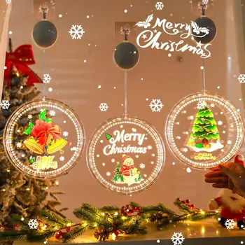 2024 Božič Lučka Oknu Visi Svetilka Božični Dekor Lučka izložbo Soba Dekoracijo LED Bedak Svetlobe, Majhna Barvo Svetilke