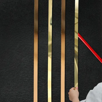 3D Robovi Line iz Nerjavečega Jekla, Dekorativni Trakovi Ozadju Okvir Rob Zapiranje Strop Rob Kovinski 8K Ogledalo samolepilne Line