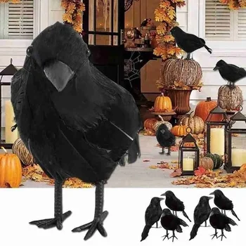 Halloween Črna Vrana Ornament Simulacije Vrana Živali Model Ptica Strašno Igrače Grozo Rekviziti Halloween Dekoracijo Doma