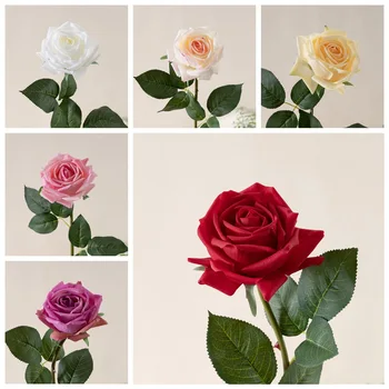Umetni Ljubica Vrtnice Obrat Res Dotik Ponaredek Cvetje Simulacije Krpo Rose Veje Šampanjec Cvet Valentinovo Darilo