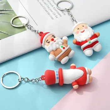 Božič Luštna 3D Božiček Silikonski Keychain Božično Drevo Snežaki, obesek za ključe, Darila za Ženske, Moške Nahrbtnik Dodatki