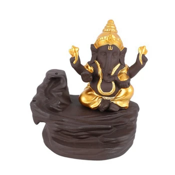 1Pc Ganesha Backflow Kadila Gorilnik Slon Bog Keramični Cone Censer Doma Dekor
