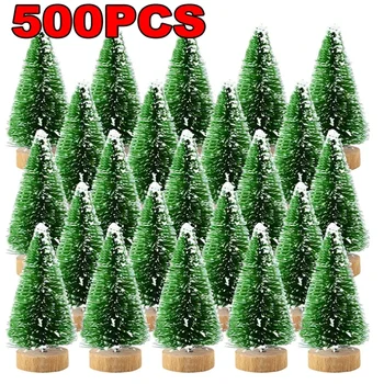 500Pcs Mini Božično Drevo Ornament Majhen Umetni Bor Sisal Sneg Krajine Božič, Božična Drevesa Namizni Navidad Dekor Darila