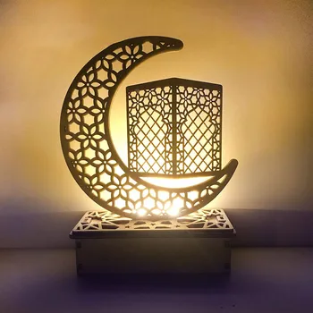 EID Mubarak Lesen Okrasek Z LED Nočna Lučka Ramadana Okraski Za Dom Islamske Muslimanska Stranka Dobave Ramadana Desk Obrti