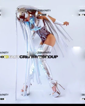 Tehnologija ples obrabe Futuristično žensko bojevnik gogo nočni klub bar fazi stranka dekle kostum