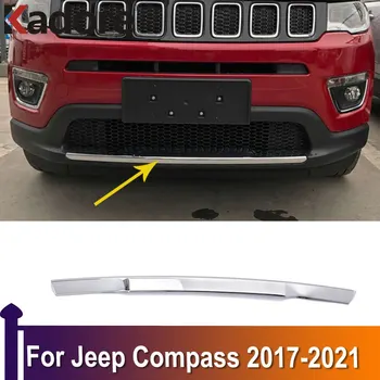 Za Jeep Compass 2017 2018 2019 2020 2021 Chrome Sprednji Spodnji Odbijač Kritje Trim Rešetka Stražar Moudling Zaščitnik Dodatki