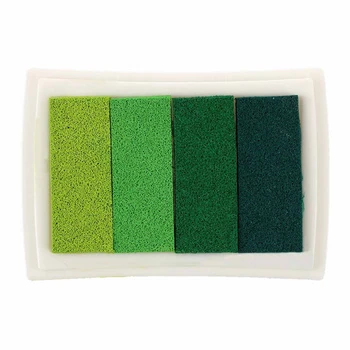 2X Inkpad Obrti Multi Gradient Zeleno 4 Barve, Črnilo Žig Pad na osnovi Olja
