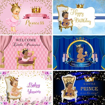 Roza Modra Royal Princess Princ Fotografija Ozadje Zlato Krono Otroci Newborn Baby Tuš 1. Rojstni dan Ozadja Photozone