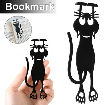 Kawaii Plastične Živali Knjižni Znaki Votlih Black Cat Zaznamek Knjige, Posnetki Za Knjige Pisarniški Material Študent Učitelj Darilo Dobave