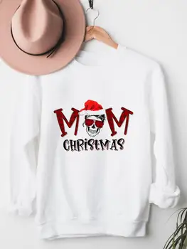 Kariran Pismo Mama Slog Žensk Grafični Puloverji Mode Dame, Oblačila Božič, Novo Leto Oblačila Tiskanje Sweatshirts