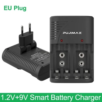 PUJIMAX Univerzalni Polnilec za Baterije 4-Reža za Steno Z LED Luč Za 9V Polnilne Batterys 1,2 V AA/AAA za ponovno Polnjenje Smart Baterije