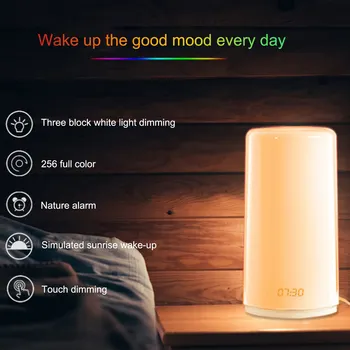 2022 Vroče Prodaje Zbudi Budilka Night Light Alarm in Dremež Auto Sprememba Barve Noč Svetlobe Časovnik stiku z Atmosfero Svetlobe
