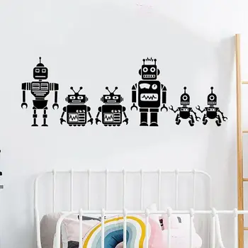 Kul Retro Robot Sci-fi Stenske Nalepke Otroka Vrtec Playroom Naravoslovja, Tehnologije, Robot vinilna Spalnica Vinil Doma Dekor