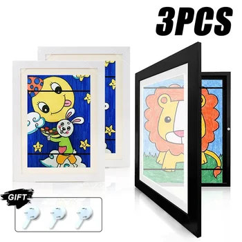3Pcs A4 Otrok Art Okvirji Magnetni Spredaj Odprti Zamenljiva Otroci Frametory za Plakat, Fotografija, Risanje Slik, Slike Zaslona