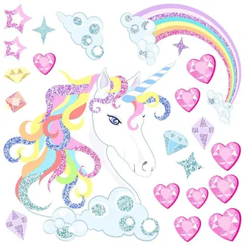 Čarobni Samorog Konj Rainbow Stars Otroško Stenske Nalepke Mavrica