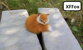 mini real life fox, model plastike&krzno, rumeno-rjava fox darilo približno 8.5x4.5 cm xf1675