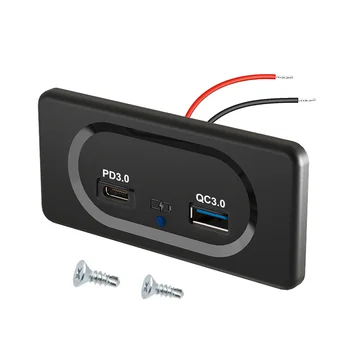 USB Vtičnice 18W PD USB-C Hitro Polnjenje 3.0 USB-Vtičnica Avto Polnilec Nepremočljiva Moč Socket Adapter Plošča z LED