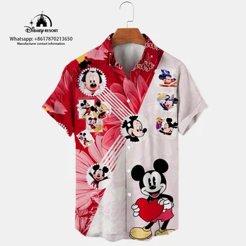 Novo Pomlad Ulične blagovne Znamke Disney Mickey Minnie Anime 3D Tiskanje Moških River Majica Kratek Rokav Harajuku Slog Slim Top Y2K