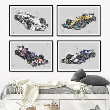Vintage Formula 1 Načrt Dirke F1 Klasičnih Barvah Nordijska Plakat Wall Art Natisne Platno Slikarstvo Fant Slike Dnevna Soba Dekor