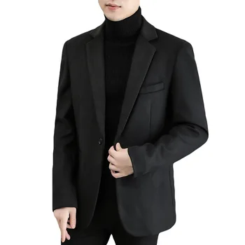 Volnene Srednje Dolžine Ohlapno Obleko korejskem Slogu Črne Formalno Obleko za Moške Plus Velikost Moške Obleke &jopič