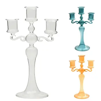 3 Glavo svijećnjak Ustvarjalne francoski prozornega stekla svijećnjak s 3 Veje, pisane sveče imetnik opremljanje doma
