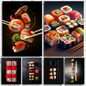Tradicionalne Japonske Hrane Plakat Suši Plakat Platno Slikarstvo in ROČNO Tiskanje v slikah, Restavracija, Kuhinja Soba Dekor Darila