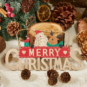 2PCS Vesel Božič Plošče Prijavite Steni Visi Domov Zunanji Znak Visi Lesena Božič Visi Znak Za vhodna Vrata Doma Dekor