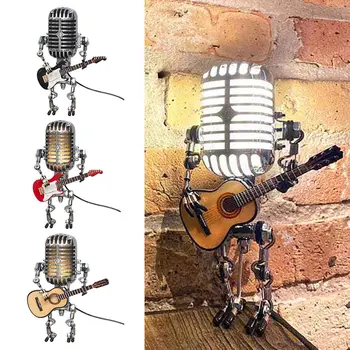 Sijaj Retro USB Okraski Mikrofon za igranje kitare Okraski, Namizno svetilko Robot