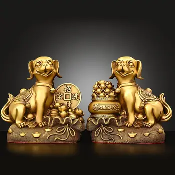 Kitajski Čistega Bakra Trdni Brass Pes Okraski Zaklad Bazena Denar Psa Doma Dekor Obrti Dodatki